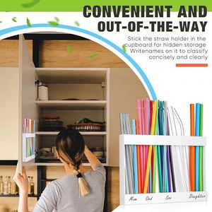 Acrylic Straw Holder with Double Sided Adhesive Tape Reusable Tumbler Straw Organizer Storage <b>Container</b> for Counter Cabinet - Product Image 3