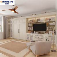 Cama Murphy Plegable, Armario, Estante de Exhibición, Mueble para TV, Módulo de Sofá Opcional, Muebles Todo en Uno para Dormitorio/Apartamento, Panel de Herrajes