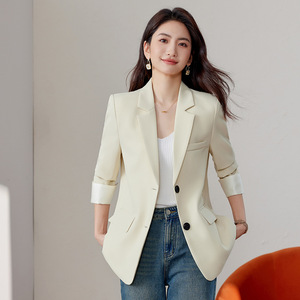 Women's Blazer Solid Color Polyester Breathable Loose Fit Spring Autumn Style - Product Image 1