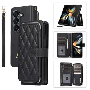 For iPhone 12 11 13 14 Pro Max 15 plus XS 7 8 Cell Phone Case Leather Flip Wallet Rhombic Check Magnet Back Cover Card Holster