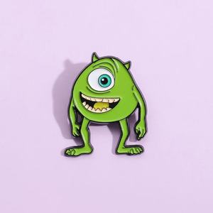 Broche en métal monstre borgne vert dessin animé épingle de revers de coulée élégante pour accessoires vestimentaires pour la fête nationale de noël - Product Image 3