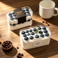 Boîte à gâteau carrée en plastique PS transparente jetable, boîte à biscuits, boîte à tiramisu, boîte à pain, boîte à sandwich au chocolat, emballage pour sushis, recyclable