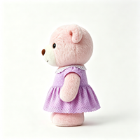 Ours en peluche doux et câlin avec robe à col en dentelle et manches courtes, jouet en peluche animal