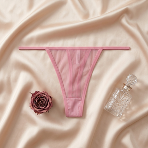 Tanga Sexy Rosa para Mujer al por Mayor, con Tirantes Finos, de Talle Bajo, Transparente, Lencería Transpirable de Tallas Grandes para Dama - Product Image 3