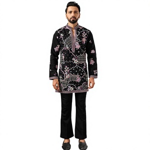 Festive Wear DESIGNER PARTY WEAR READYMADE <b>INDIAN</b> MENS PURPLE VISCOSE SILK <b>KURTA</b> - Product Image 1