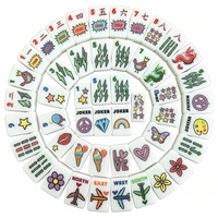 Jeu de Mahjong Américain Personnalisé Pop Art – Tuiles en Acrylique à Motifs Étoile, Éclair, Fleur, Avion, Dragon, Paix, Arc-en-ciel – Idéal pour les Fêtes
