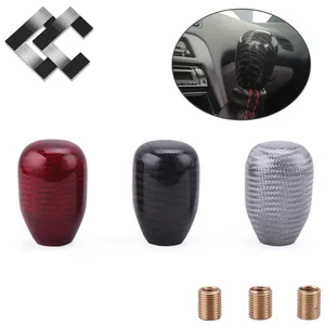 Universal-Schaltknopf aus Kohlefaser mit Adapter Jdm ovaler Kugelschaltknopf für Lexus Mazda Mitsubishi Nissan