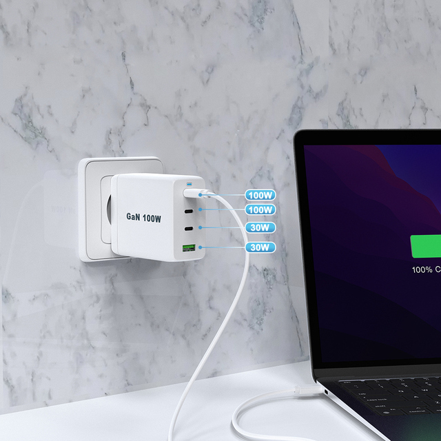 Fast Charger for Android IOS PD 100W Desktop GaN Charger for iPhone Samsung Xiaomi