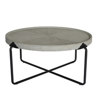 Table basse contemporaine antique, aspect bois, cadre en fer, écologique, hémisphérique, meubles de salon