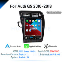 Radio de coche DVD 12,1 pulgadas Android 14 compatible con CarPlay inalámbrico para Audi Q5 2010-2018 pantalla HD navegación GPS para coche Androidauto