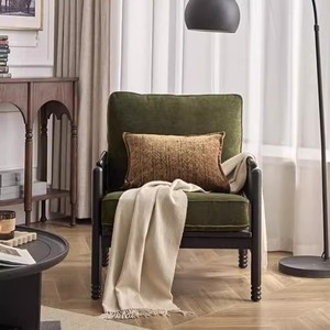 Salon rétro français en bois massif américain simple tissu <span class=keywords><strong>petit</strong></span> appartement pour négocier un seul <span class=keywords><strong>canapé</strong></span> chaise de loisirs - Product Image 2