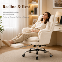 Chaise de bureau moderne minimaliste en tissu avec accoudoirs réglables intégrés, roulettes silencieuses, repose-pieds inclinable et structure en acier