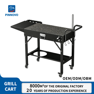 Carrito de Parrilla Pinnovo para Plancha, Mesa de Parrilla Portátil para Exteriores, Mesa de Carrito Plegable, Mesas de Preparación para Barbacoa con Bandeja para Condimentos - Product Image 1