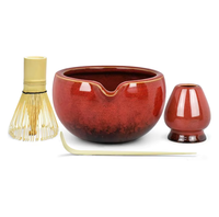 Ensemble de thé matcha japonais 4 pièces Bol et fouet Matcha Accessoires de matcha de haute qualité Kit de thé matcha fait à la main