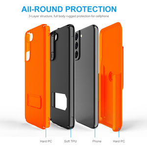 Funda de teléfono móvil con ranura para tarjeta personalizada de fábrica, Combo de funda de PC TPU 2 en 1, naranja, para <span class=keywords><strong>Samsung</strong></span> <span class=keywords><strong>Galaxy</strong></span> S22 Plus - Product Image 5