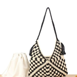 <span class=keywords><strong>Borsa</strong></span> tote vintage da <span class=keywords><strong>donna</strong></span> in stile bohémien all'<span class=keywords><strong>uncinetto</strong></span> con chiusura a cordino e fodera in poliestere, accessorio alla moda per vacanze al mare. - Product Image 2