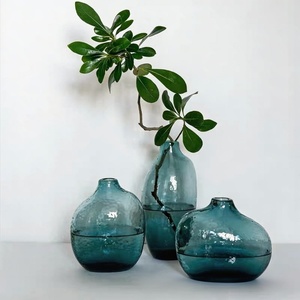 Vase martelé de style zen <span class=keywords><strong>japonais</strong></span>, luxe léger, forme géométrique irrégulière, petite ouverture pour arrangement floral, décoration intérieure - Product Image 2