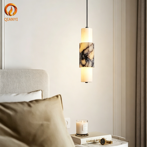 Lustre moderne en marbre, suspension LED de luxe à intensité variable, lampe suspendue cylindrique <span class=keywords><strong>pour</strong></span> salon, salle à manger, hall d'entrée, hôtel - Product Image 1