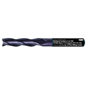 Fresa de carburo estándar Ta1405 con recubrimiento Nano TiAlN, helicoidal de 30 grados, extra larga, de 3 filos - Product Image 2