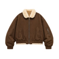 Blouson bomber court rétro vintage pour femme, doublé en fausse fourrure, zippé, décontracté, style urbain, chaud pour le printemps