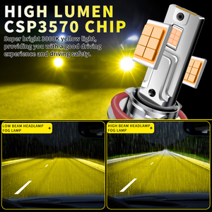 Ampoule de phare LED jaune doré 3000K, éclairage LED automobile 9006 9005 9012 9145 880 881 H7 H11 H4, ampoule de phare antibrouillard automobile - Product Image 4