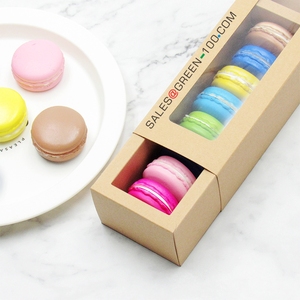 Tùy Chỉnh Macaroon Kraft Hộp Giấy Bánh Cookie Trắng Macaron Trượt Ngăn Kéo Hộp Bao Bì Với Cửa Sổ Rõ Ràng - Product Image 1