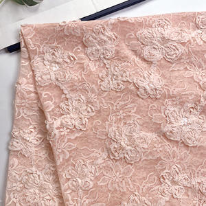 Tela de encaje floral rosa de alta calidad con bordado de cinta y lentejuelas para vestido de noche Aso Ebi, ropa de baile - Product Image 3