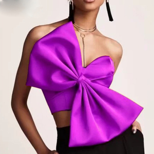 เสื้อครอปท็อปแฟชั่นสำหรับผู้หญิง แบบสายเดี่ยวผูกโบว์ 3 มิติ สไตล์เซ็กซี่ เหมาะสำหรับฤดูร้อน ขายตรง - Product Image 2