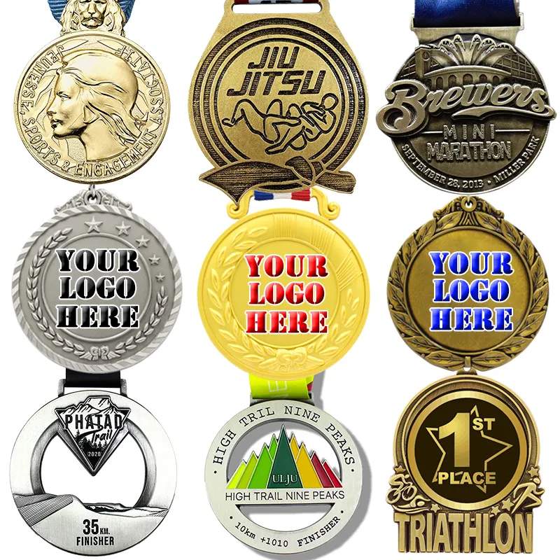 Medalha personalizada de metal para corrida, karatê, futebol, 3D, ouro em branco, cordão, medalha de medalha esportiva, lembrança personalizada com logotipo