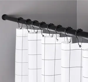 도매 스테인레스 스틸 샤워 커튼 후크 100% 비 녹 방지 세트 12 블랙 색상