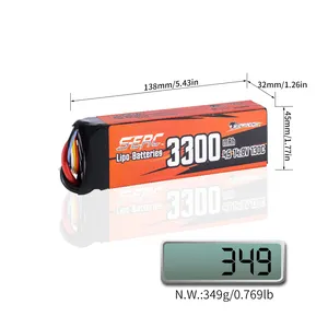 SUNPADOW 3300MAH 14.8V 4S 130C XT60 Drone FPV Quadcopter Airplane Helicopter High C Rate RC Lipo Battery