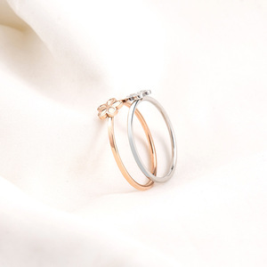 Flower Shape <b>Titanium</b> Steel <b>Ring</b> Rose Gold And Steel Color Women's Fashion Jewelry Gift For Daily Wear - Product Image 4