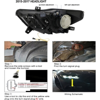 Ensemble de phares LED complets 12V neufs pour Mustang 2015-2017 GT350 GT500 tous modèles, projecteur DRL 5000 lumens 6000K, lampe avant