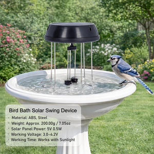 Bain d'oiseaux solaire à bulles : avec panneau 5V 0.5W, agitateur d'eau silencieux pour bassins de jardin, comprend un support et des pieds - Product Image 3