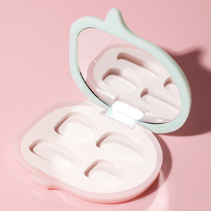 Nhỏ gọn màu hồng và màu xanh lá cây màu sắc <span class=keywords><strong>Eyeshadow</strong></span> Palette đa-sử dụng Flip-Top đường viền bột bao bì bốn màu <span class=keywords><strong>Eyeshadow</strong></span> trống Pan - Product Image 1