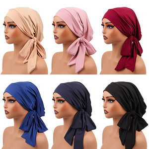 IQYU Sciarpa scozzese casual solido turbante copricapo da donna