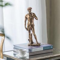 Sculptures en résine personnalisées de la décoration de la maison classique moderne statue grecque de David en bronze antique