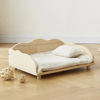 Lit pour chien géant rectangulaire en pin naturel durable XXL, plateforme écologique non peinte, antidérapante, matelas en fibre de coco rafraîchissant pour l'été