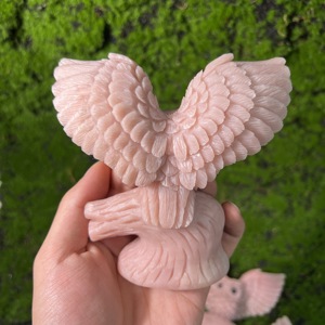 Oeuvre d'art d'hibou volant sculptée à la main en <span class=keywords><strong>opale</strong></span> <span class=keywords><strong>rose</strong></span> - Artisanat exquis - Product Image 3