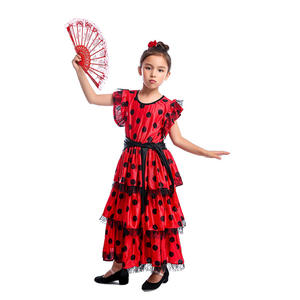 Robes de <span class=keywords><strong>danseuse</strong></span> <span class=keywords><strong>flamenco</strong></span> traditionnelles espagnoles Senorita pour <span class=keywords><strong>costume</strong></span> de danse de fantaisie avec éventail - Product Image 4