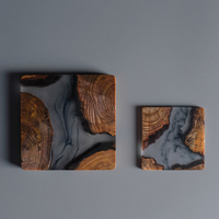 Dessous de Verre Isotherme Personnalisé, Grand et Rectangulaire, en Résine et Bois Multifonctionnel avec Résine Époxy