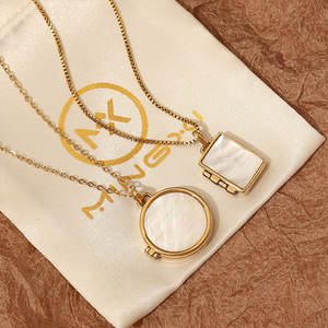 Collana medaglione di madreperla libro da donna bianco conchiglia commemorativa foto foto collana medaglione gioielli di moda - Product Image 3