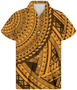 Factory supplier polynesian tribal printed custom latest shirts for men pictures bangladesh clothing hawaiian shirts wholesale