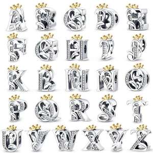 Pulsera de estilo pañuelo con colgante de letra de <span class=keywords><strong>corona</strong></span> inglesa chapada en plata de hierro, diseño Pan Jia, superventas transfronteriza en AliExpress - Product Image 1