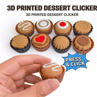 Nouveau Clicker anti-stress imprimé en 3D en forme de dessert, bouton créatif, jouet chocolat, porte-clés pour pendentif de sac à dos
