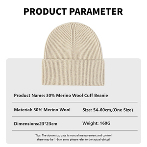 <span class=keywords><strong>Bonnet</strong></span> en laine mérinos 30% personnalisé par le fabricant, épais 160g, thermique, avec logo brodé, bonnets tricotés, toques, bonnets de ski - Product Image 3
