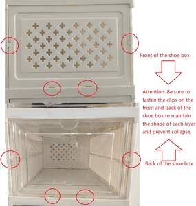 Organisateur de chaussures sans assemblage, tout-en-un, pliable, empilable, boîte de rangement transparente en plastique pour chaussures, bottes et baskets - Product Image 5