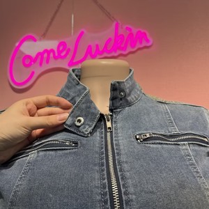 Comeluckin Acid Washed Stretch Denim Herfst Vrouwenkleding Katoen 2-delig Set Lange Mouwen Cropped Jack & Broekpak Lente Outfits - Product Image 4