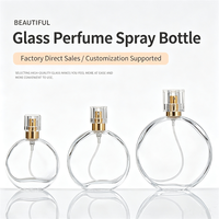 Flacon pulvérisateur vide en verre transparent rond et plat de 30 ml, flacon de parfum de voyage rechargeable de luxe