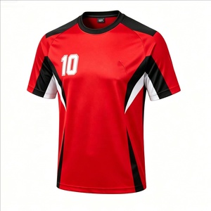 Ensemble d'uniformes de handball rouge et noir respirant à séchage rapide, maillots de football imprimés, vêtements de sport d'équipe, tenue d'entraînement de club, maillot de match unisexe 100% - Product Image 3